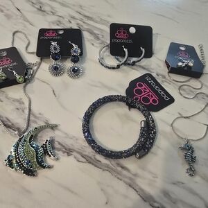 Paparazzi Jewelry Set with Blue and Silver Accents